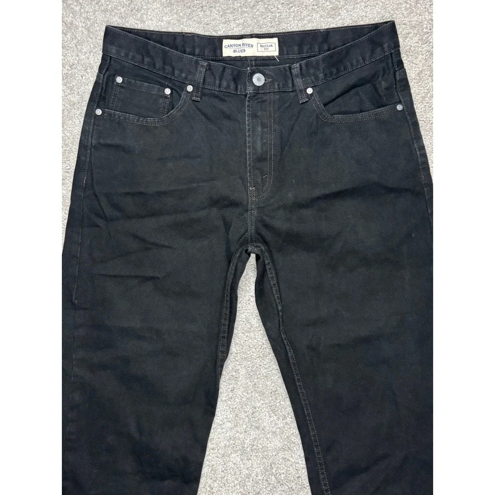 Canyon River Blues Mens Black‎ Regular Fit Jeans 36W x 26L (Measured 35W)Hemmed